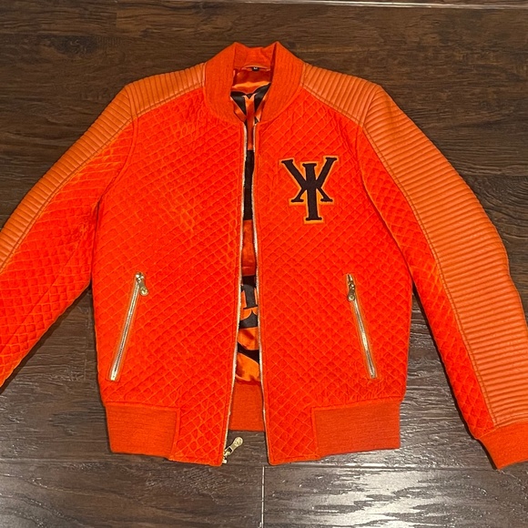 Yekim Other - 2. Mens Varsity Velvet Quilted Leather Sleeve Red Jacket